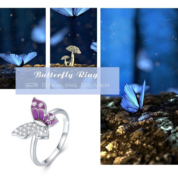 Sterling Silver Purple Butterfly Ring -5