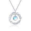 wholesale 925 Sterling Silver Moonstone Leaf Design Pendant Necklace for Women-0-0