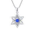 wholesale 925 Sterling Silver Blue Stone Evil Eye Star of David Pendant Necklace for Women-0-0