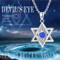 wholesale 925 Sterling Silver Blue Stone Evil Eye Star of David Pendant Necklace for Women-0-4