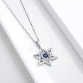 wholesale 925 Sterling Silver Blue Stone Evil Eye Star of David Pendant Necklace for Women-0-5