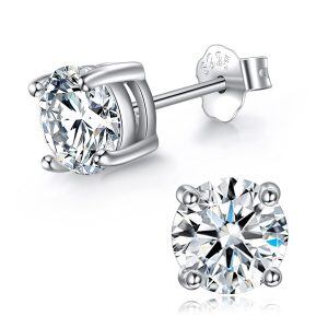 Sterling Silver Moissanite Stud Earrings-0