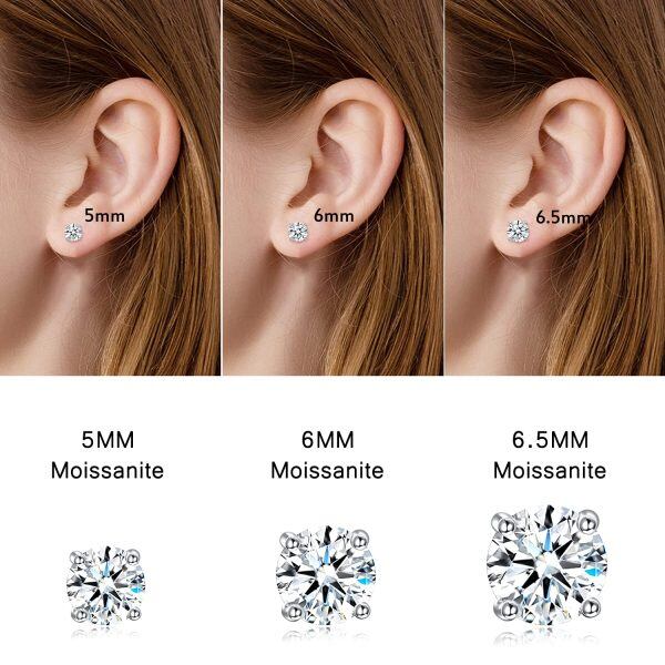 Sterling Silver Moissanite Stud Earrings-2