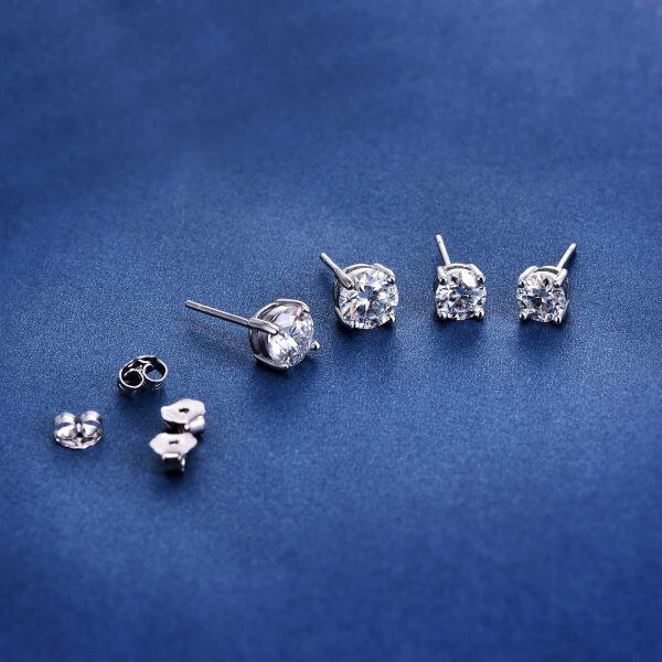 Sterling Silver Moissanite Stud Earrings-3