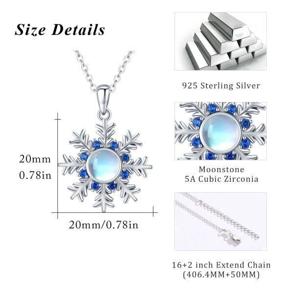 Sterling Silver Moonstone Snowflake Necklace -1