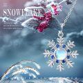 wholesale 925 Sterling Silver Blue Crystal Snowflake Pendant Necklace for Women-0-2