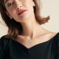 wholesale 925 Sterling Silver Blue Crystal Snowflake Pendant Necklace for Women-0-3