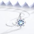 wholesale 925 Sterling Silver Blue Crystal Snowflake Pendant Necklace for Women-0-5