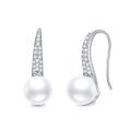 wholesale 925 Sterling Silver Gold-Plated Freshwater Pearl Dangle Earrings (8mm)-0-0