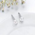 wholesale 925 Sterling Silver Gold-Plated Freshwater Pearl Dangle Earrings (8mm)-0-2