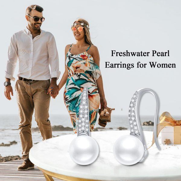 Sterling Silver Freshwater Pearl Earrings-5