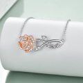 wholesale 925 Sterling Silver Rose Flower Love Infinity Pendant Necklace for Women Birthdays Gifts-0-4