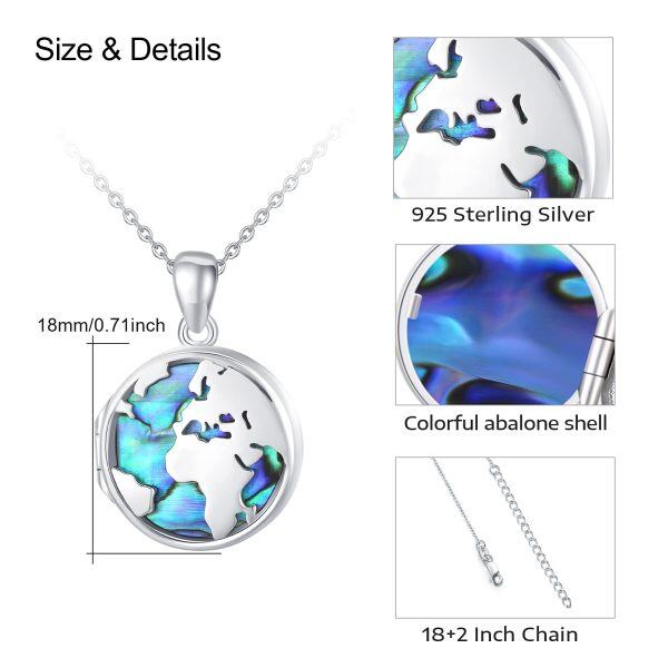 Sterling Silver Custom Picture Round World Travel Map Necklace-1