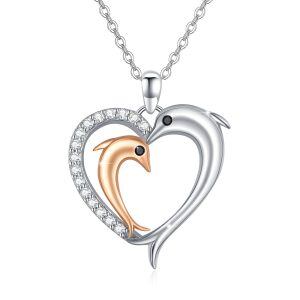 Sterling Silver Dolphin Pendant Necklace-0