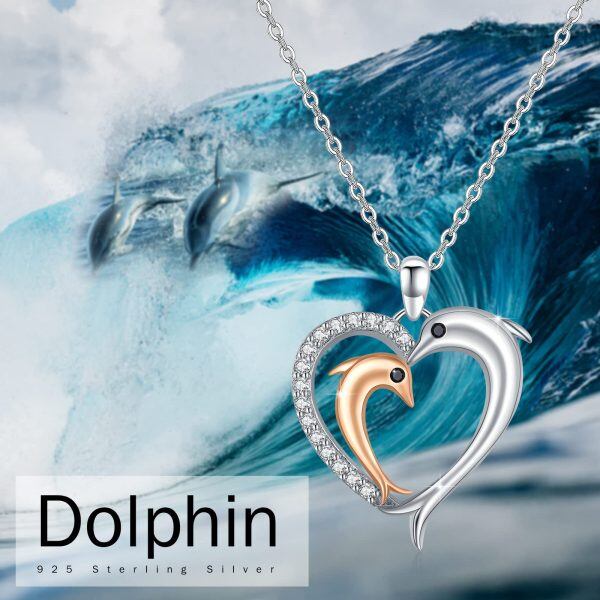 Sterling Silver Dolphin Pendant Necklace-5