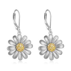 Sterling Silver Flower Earrings -0