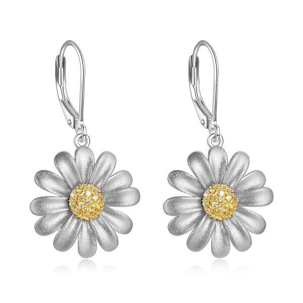 Sterling Silver Flower Earrings -0