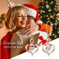 wholesale Rose Gold Plated 925 Sterling Silver Double Heart Dangle Earrings with Cubic Zirconia for Women-0-3