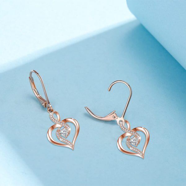 Sterling Silver Heart Drop Earrings -4