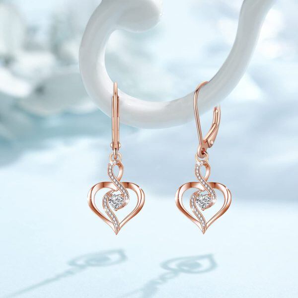 Sterling Silver Heart Drop Earrings -5