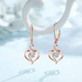 wholesale Rose Gold Plated 925 Sterling Silver Double Heart Dangle Earrings with Cubic Zirconia for Women-0-5