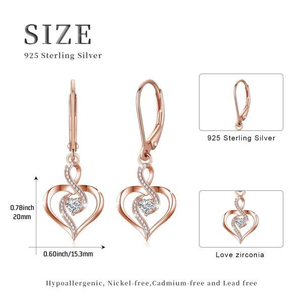 Sterling Silver Heart Drop Earrings -6