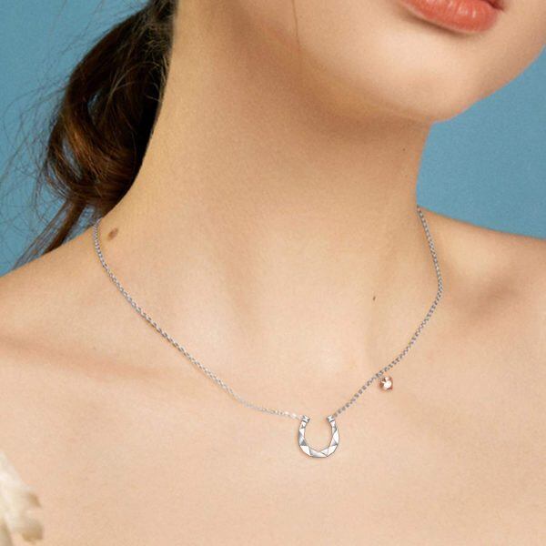 Sterling Silver Horseshoe Necklace-1