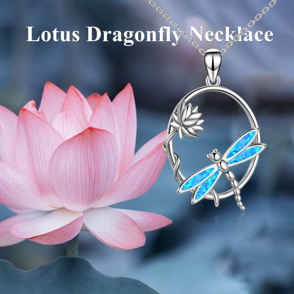 Sterling Silver Lotus Dragonfly Necklace-2