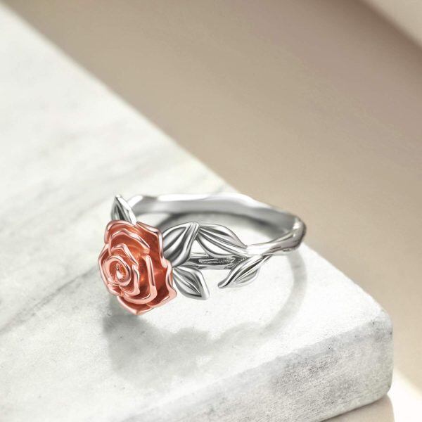 Sterling Silver Rose Flower Rings-1