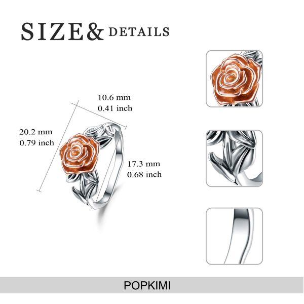 Sterling Silver Rose Flower Rings-2