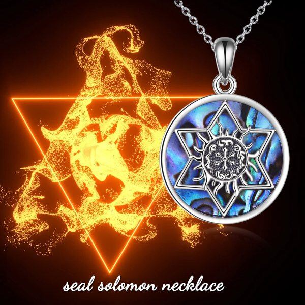 Sterling Silver Seal of Solomon Six-Pointed Star Pendant Necklaces-2