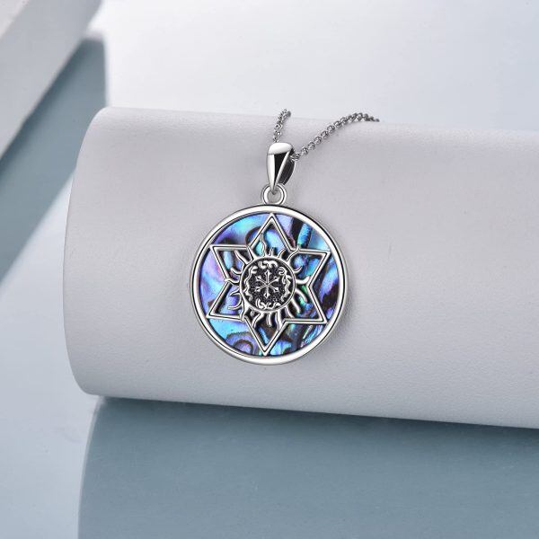 Sterling Silver Seal of Solomon Six-Pointed Star Pendant Necklaces-3