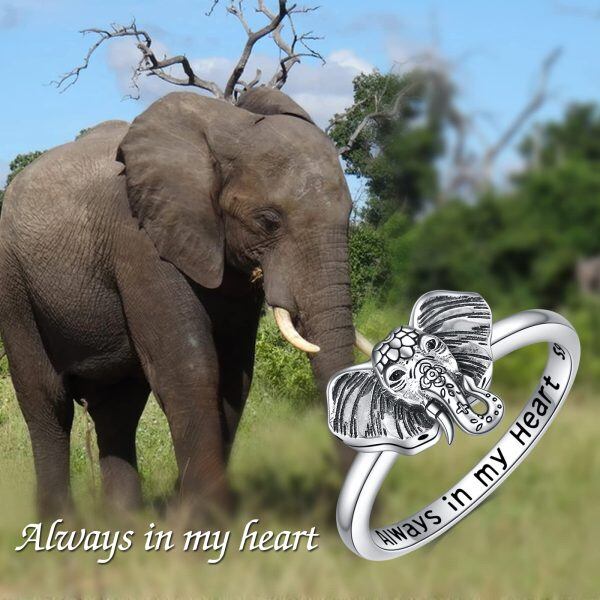 Sterling Silver Elephant Head Cremation jewelry Rings-2