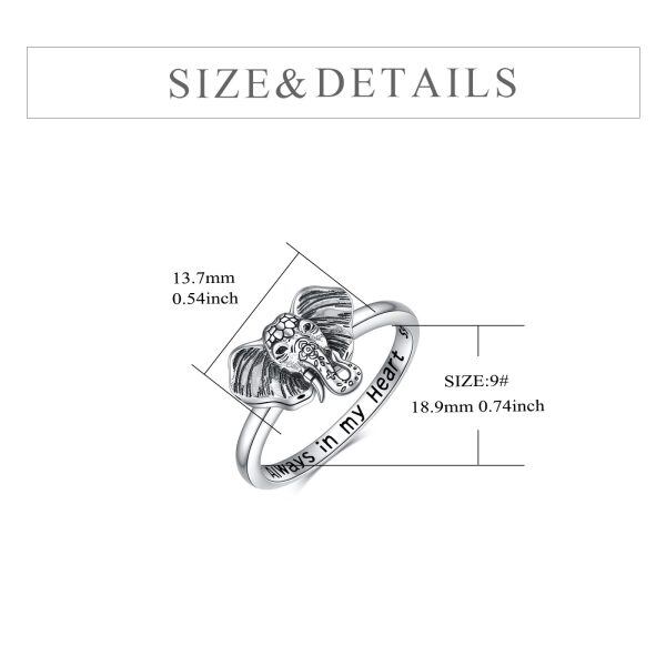 Sterling Silver Elephant Head Cremation jewelry Rings-5