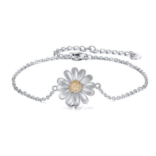 Sterling Silver Daisy Flower Anklet-0