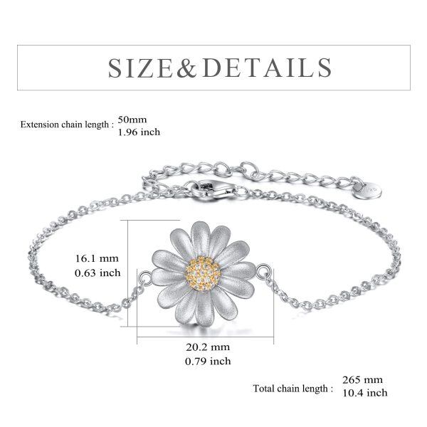 Sterling Silver Daisy Flower Anklet-2