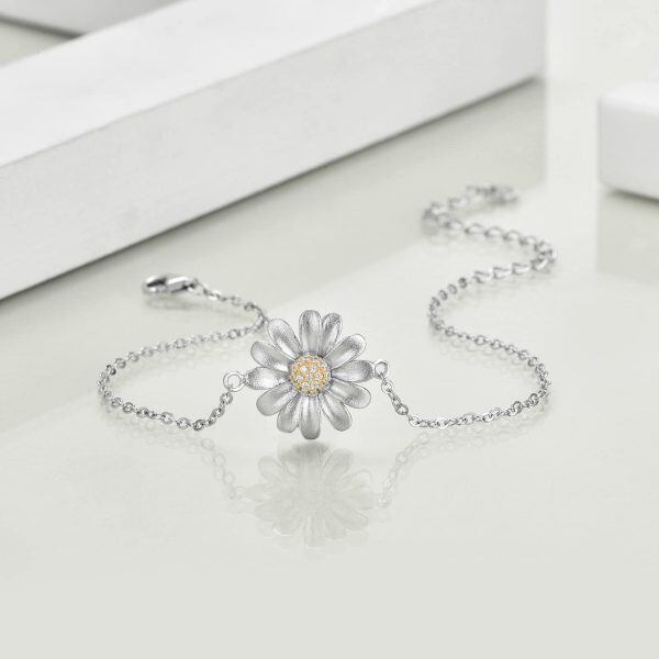 Sterling Silver Daisy Flower Anklet-3