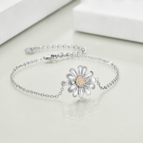 Sterling Silver Daisy Flower Anklet-4