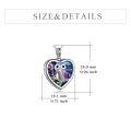 wholesale 925 Sterling Silver Heart Shaped Abalone Shell Pendant with Owl Design and Chain - 4 Colors Available-0-2