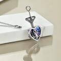 wholesale 925 Sterling Silver Heart Shaped Abalone Shell Pendant with Owl Design and Chain - 4 Colors Available-0-3