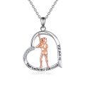 wholesale 925 Sterling Silver Baseball Heart Pendant Necklace with Rose Gold Accents and Cubic Zirconia - She Believed She Could So She Did-0-0