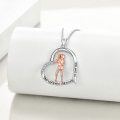 wholesale 925 Sterling Silver Baseball Heart Pendant Necklace with Rose Gold Accents and Cubic Zirconia - She Believed She Could So She Did-0-2