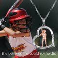 wholesale 925 Sterling Silver Baseball Heart Pendant Necklace with Rose Gold Accents and Cubic Zirconia - She Believed She Could So She Did-0-4
