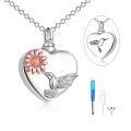 wholesale Sterling Silver Stone Hummingbird Flower Urn Necklace for Ashes - Two Tone-0-1