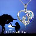 wholesale 925 Sterling Silver Enamel Heart Unicorn Pendant Necklace for Women-0-3