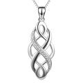 wholesale 925 Sterling Silver Celtic Knot with Cubic Zirconia Pendant Necklace for Women (Opal)-0-0