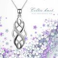 wholesale 925 Sterling Silver Celtic Knot with Cubic Zirconia Pendant Necklace for Women (Opal)-0-3