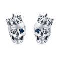 wholesale 925 Sterling Silver Cz Skull Flower Stud Earrings for Men Women Gifts-0-0