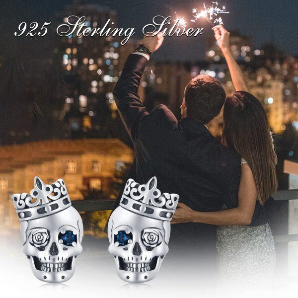 Sterling Silver Skull Earrings-5