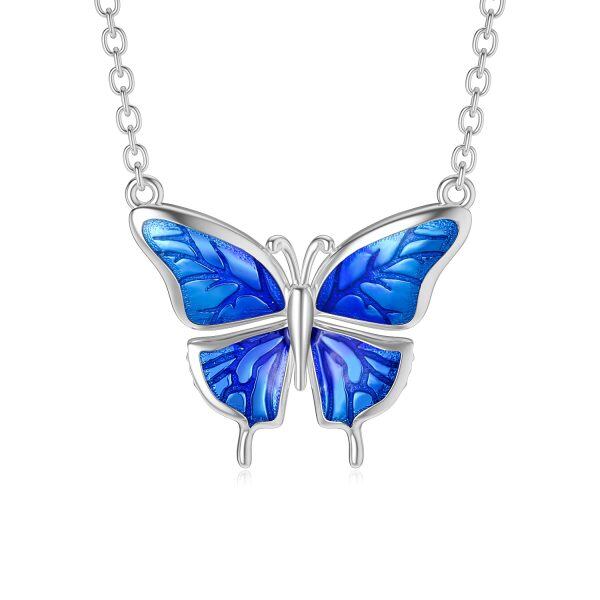 Sterling Silver Flying Butterfly Necklace-0